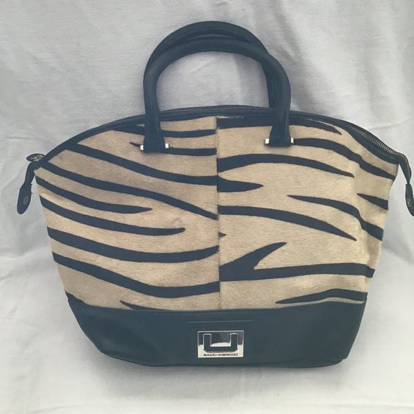 ADOLPHO Dominguez Calf Hair Handbag with Zebra Print - Picture 1 of 11